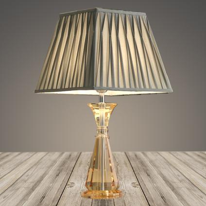 Настольная лампа YF3057/1TL коньячный хрусталь/фисташковый абажур 1х40W E27 h600, XUAN22